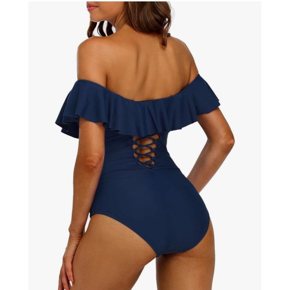 NEW Tummy Control Off Shoulder Swim size S